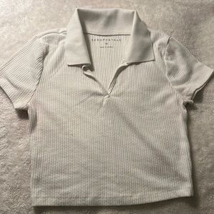 AEROPOSTALE WHITE CROPPED CREWNECK